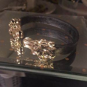 Faux leather and metal dragon bracelet